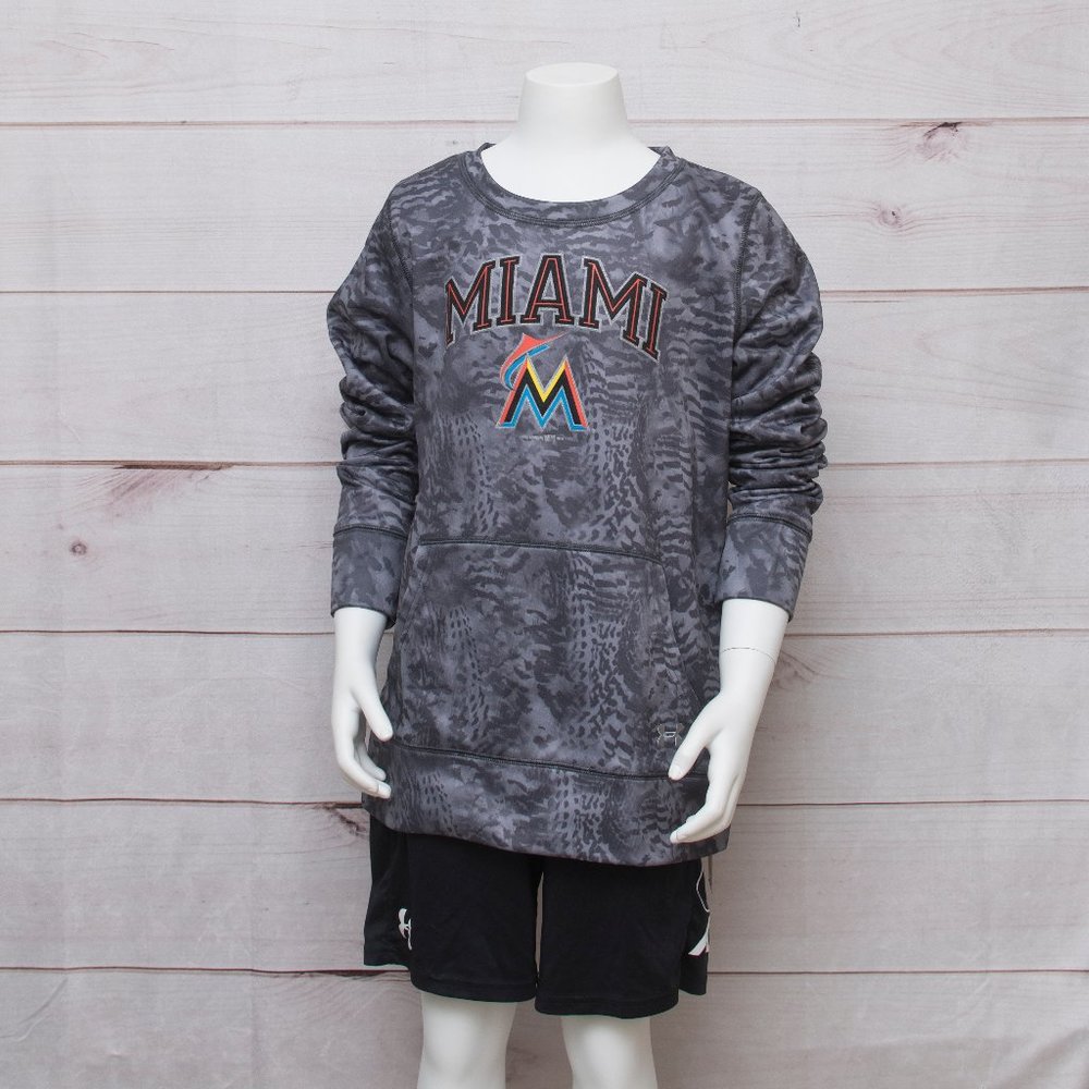 Florida Marlins Under Armour Gray Camo Hoodie YL
